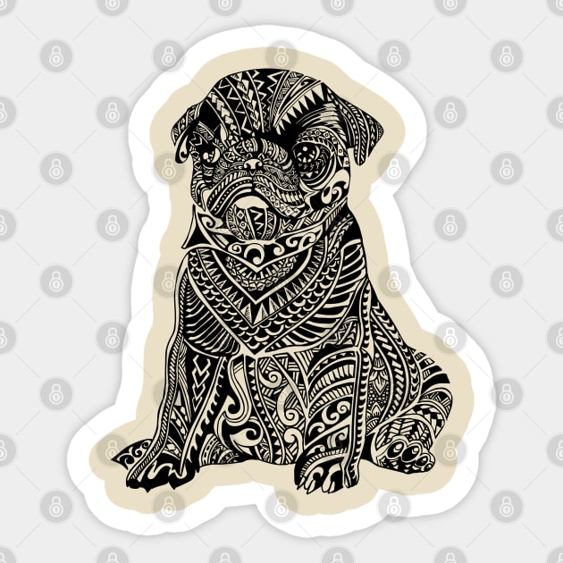 Polynesian Baby Pug Sticker by huebucket